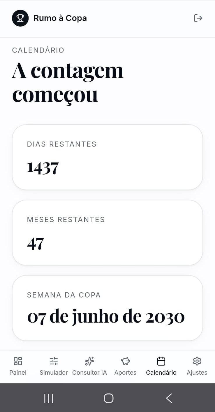 Tela Calendário do app Rumo à Copa